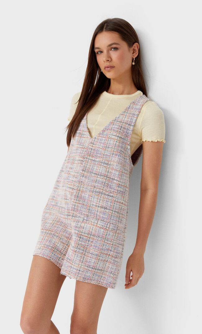 

Stradivarius Karierter Jumpsuit Puderrosa L