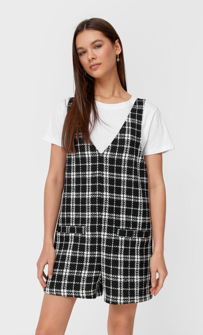 

Stradivarius Karierter Jumpsuit Schwarz L