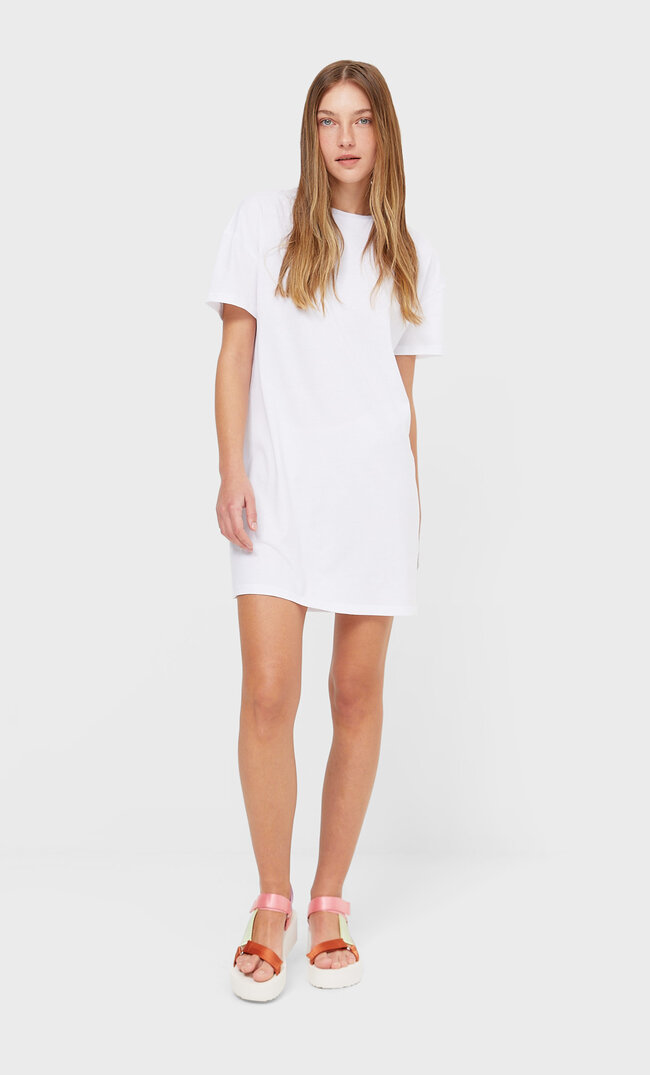 

Stradivarius Kurzärmliges Kleid Weiß Xs