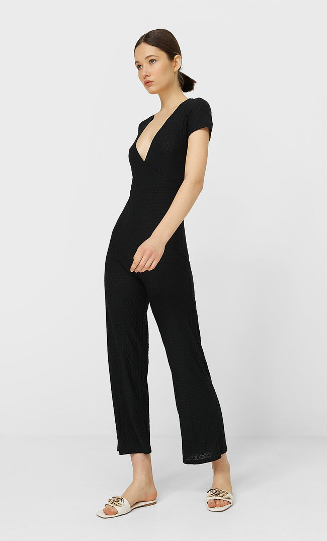 

Stradivarius Jumpsuit Mit Kurzen Ärmeln Schwarz M