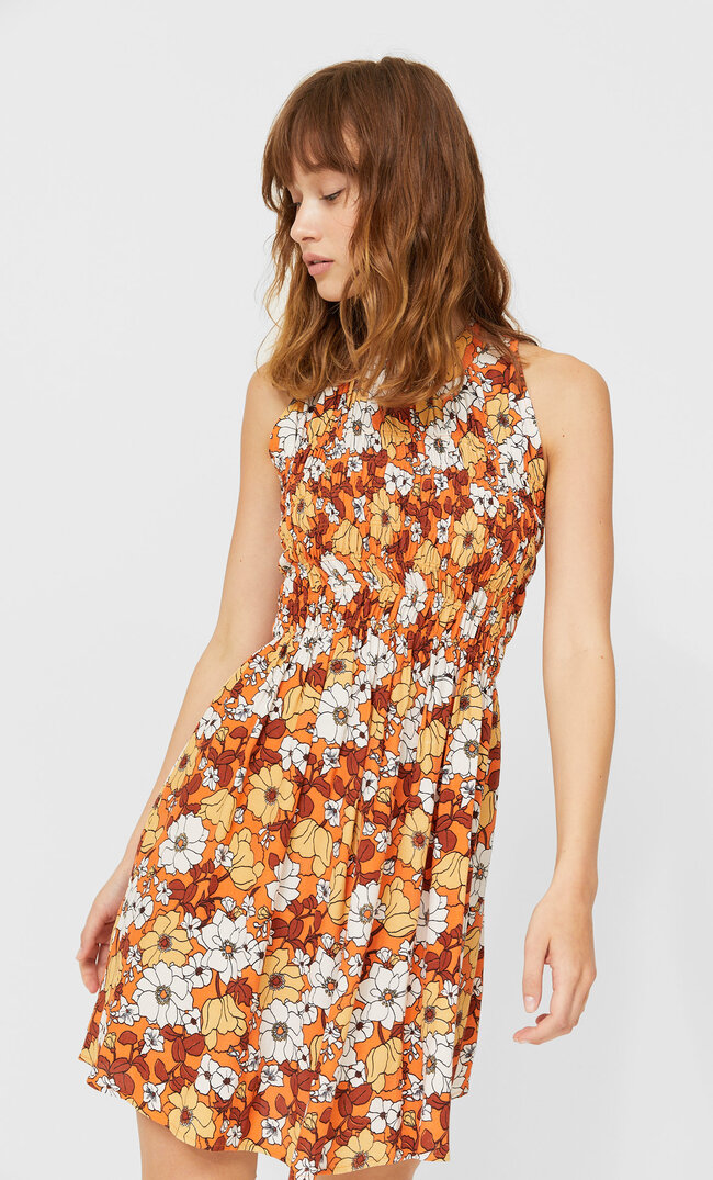 

Stradivarius Kurzes Kleid Mit Print Orange S