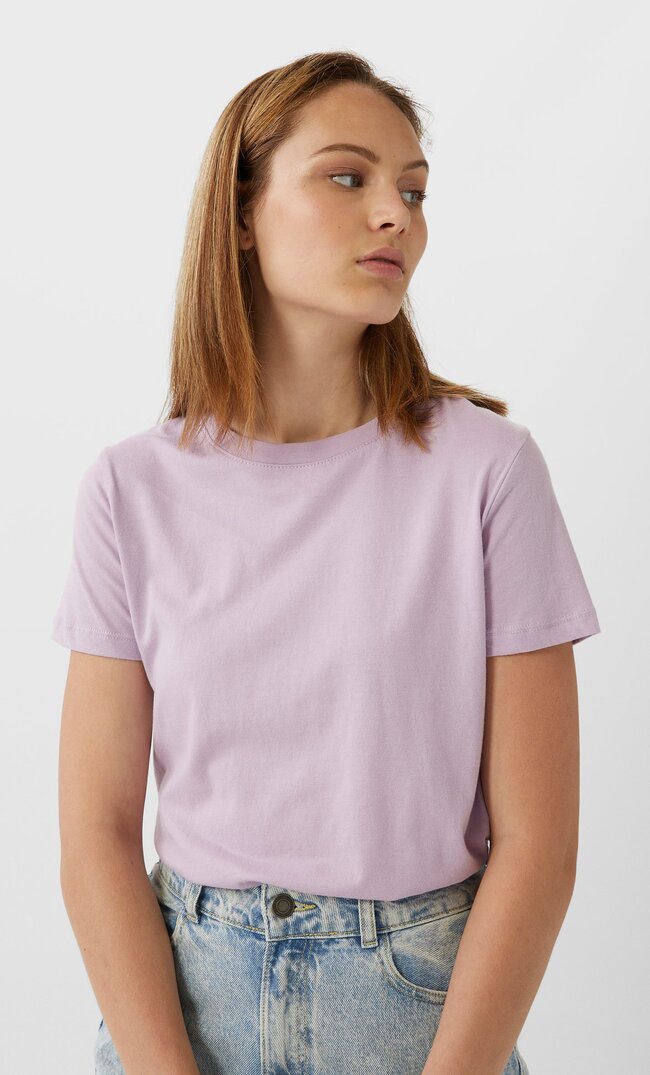 

Stradivarius Koszulka Basic Z Krótkim Rękawem Kobieta Malwowy S