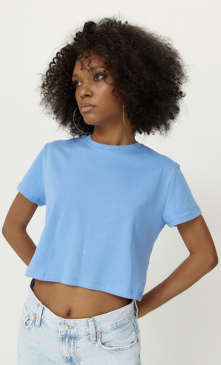 Basic Short Sleeve Crop Top Women S Join Life Stradivarius Stradivarius Worldwide