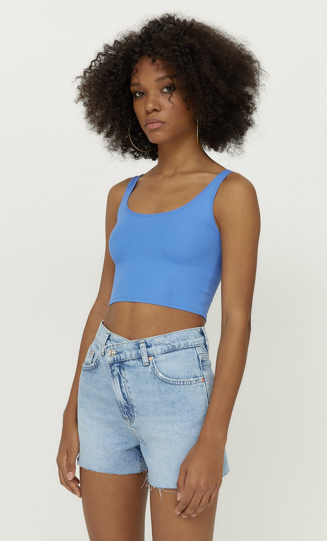 

Stradivarius Cropped Trägershirt Blau Xl