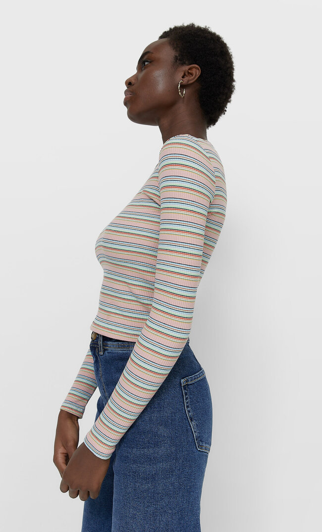 

Stradivarius Gestreiftes Shirt Puderrosa S