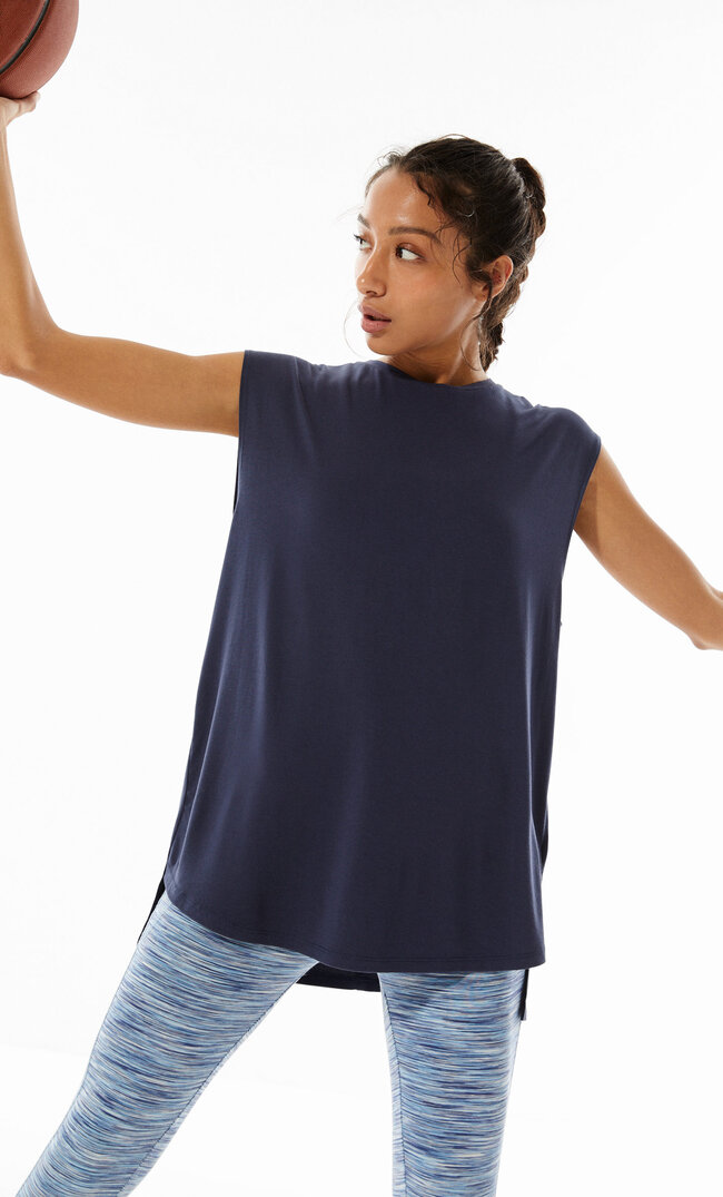 

Stradivarius Shirt Aus Cupro Marineblau S