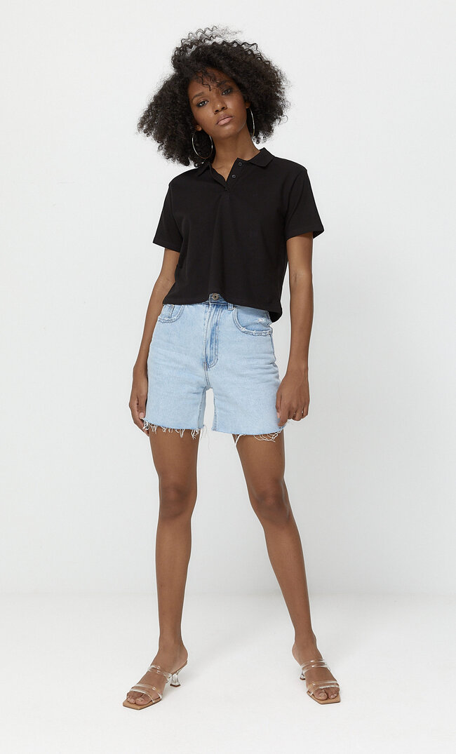 

Stradivarius Krótka Koszulka Polo Basic Kobieta Czarny L