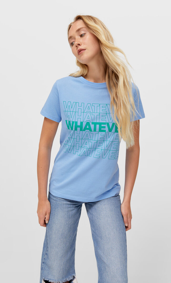 

Stradivarius T-Shirt Mit Print Himmelblau Xs