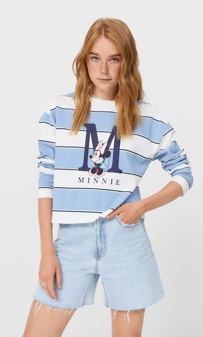

Stradivarius Koszulka W Paski Z Naszywką Kobieta Błękitny Xs