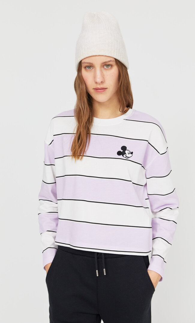 

Stradivarius Streifenshirt Mit Patch Lila Xs