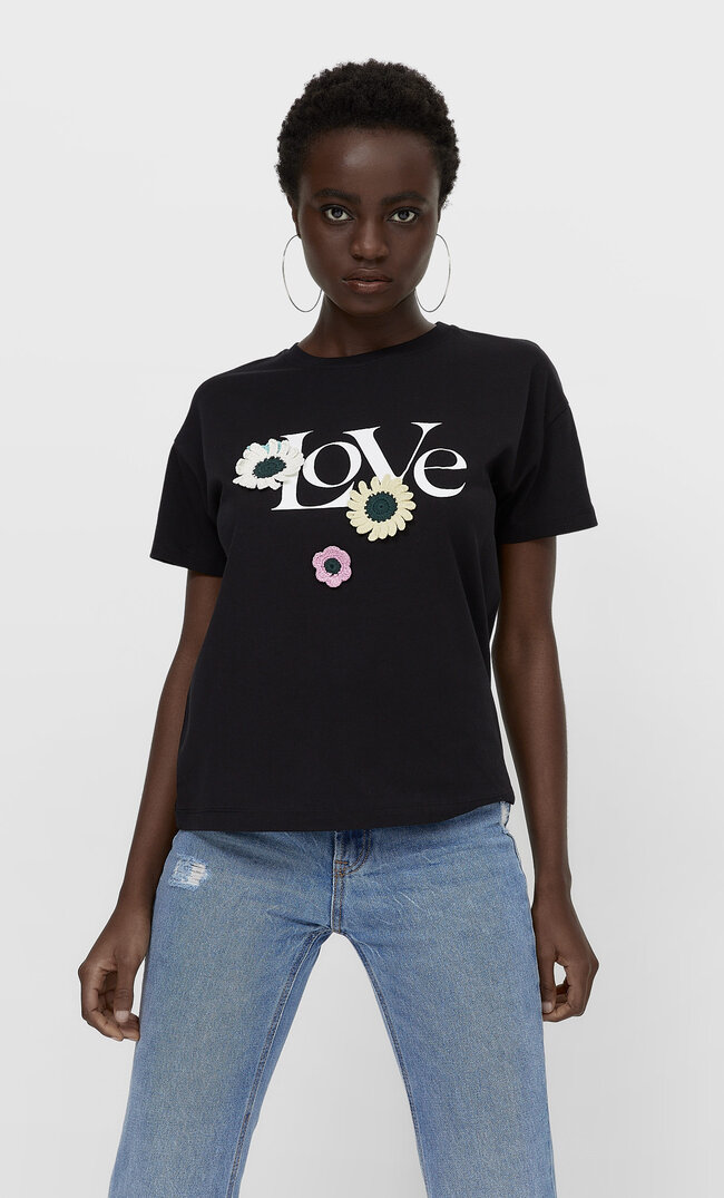 

Stradivarius Shirt Mit Häkelapplikation Schwarz Xs