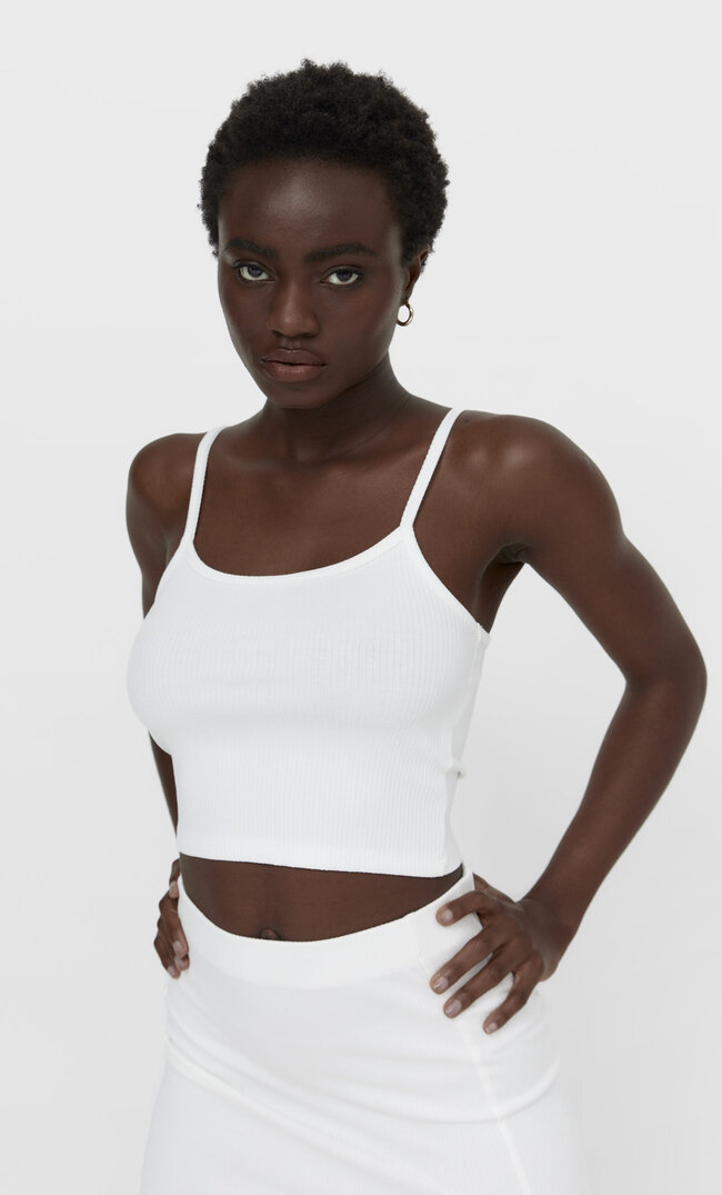 

Stradivarius Top Na Ramiączkach Kobieta Ecru Xl