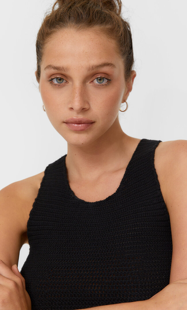 

Stradivarius Stricktop Mit Elastischem Rücken Schwarz Xs