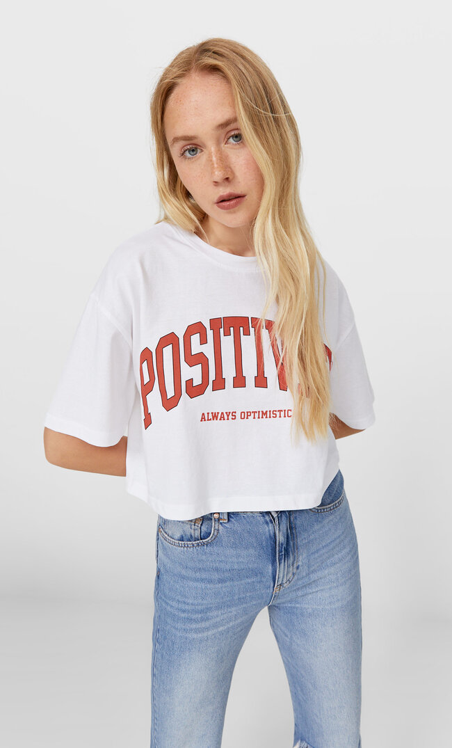 

Stradivarius Cropped-Shirt Im Oversize-Look Weiß S