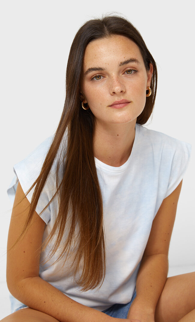 

Stradivarius Ärmelloses Batik Shirt Himmelblau M
