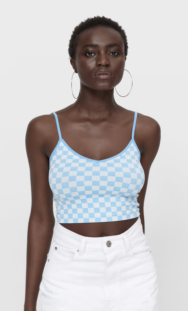 

Stradivarius Trägertop Mit Jacquard Himmelblau S