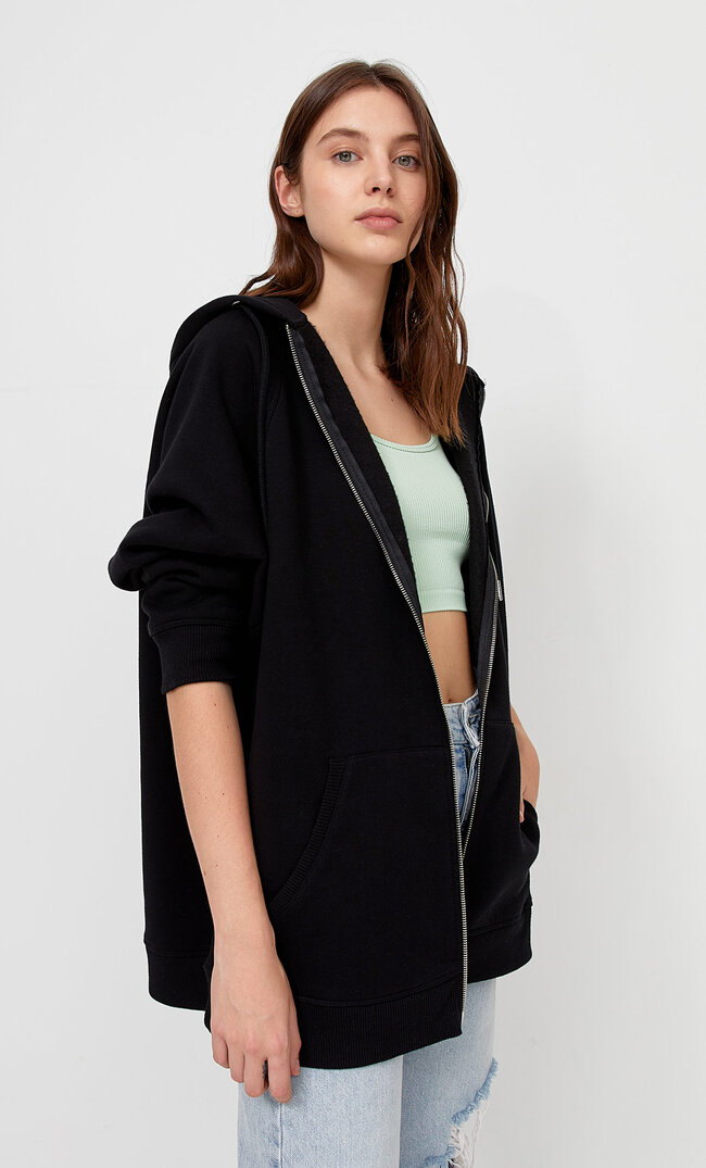 

Stradivarius Bluza Oversize Na Suwak Kobieta Czarny Xs