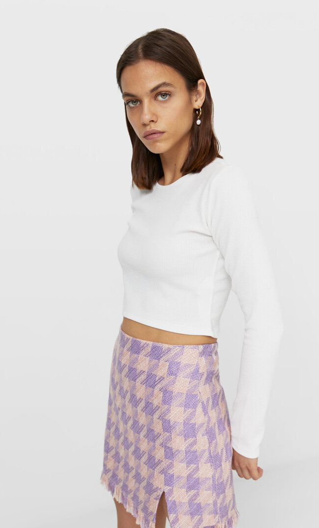 

Stradivarius Top Z Fakturą Kobieta Ecru S