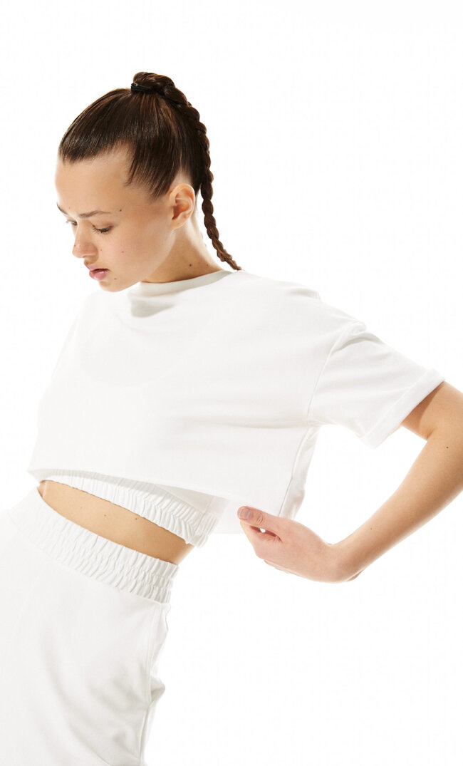 

Stradivarius Sportliches Plüsch-Shirt Weiß S