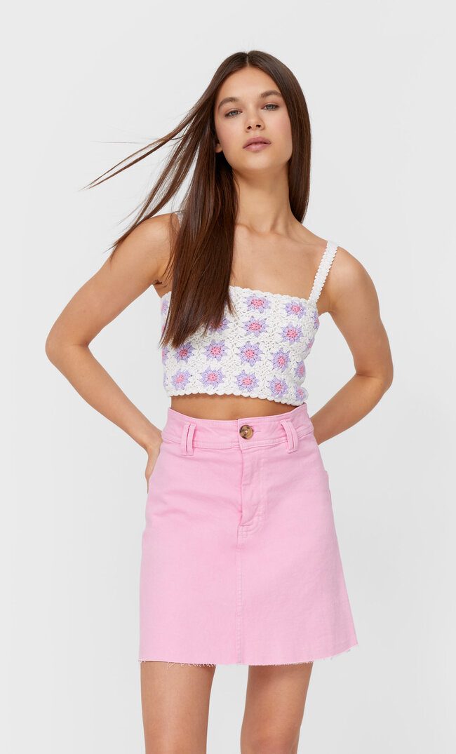 

Stradivarius Top Mit Trägern Und Häkelei Ecru M