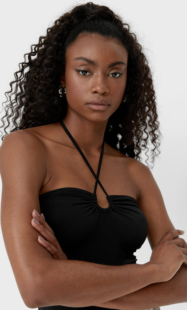 

Stradivarius Neckholder-Body Mit Bändern Schwarz M
