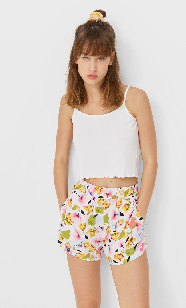 

Stradivarius Pyjama-Shorts Mit Print Kaugummirosa S