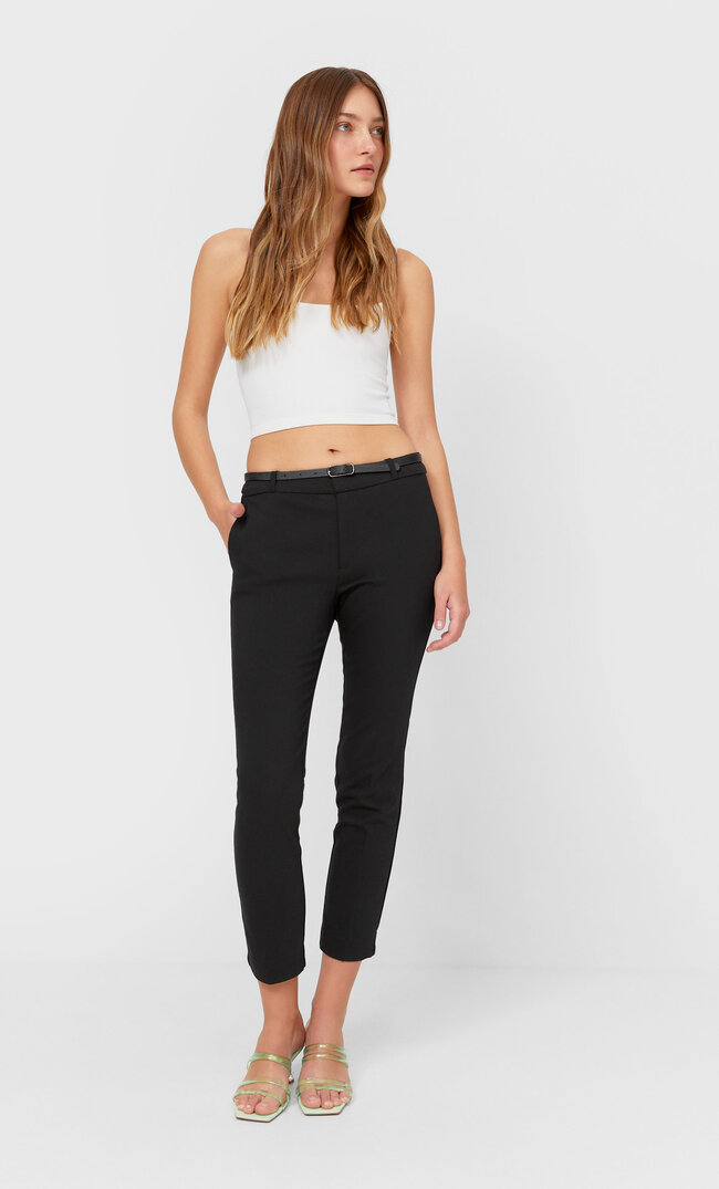 

Stradivarius Elegante Hose Mit Gürtel Schwarz 36