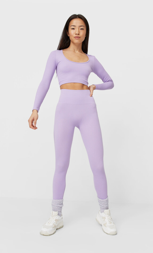 

Stradivarius Bezszwowe Legginsy Kobieta Liliowy Xl