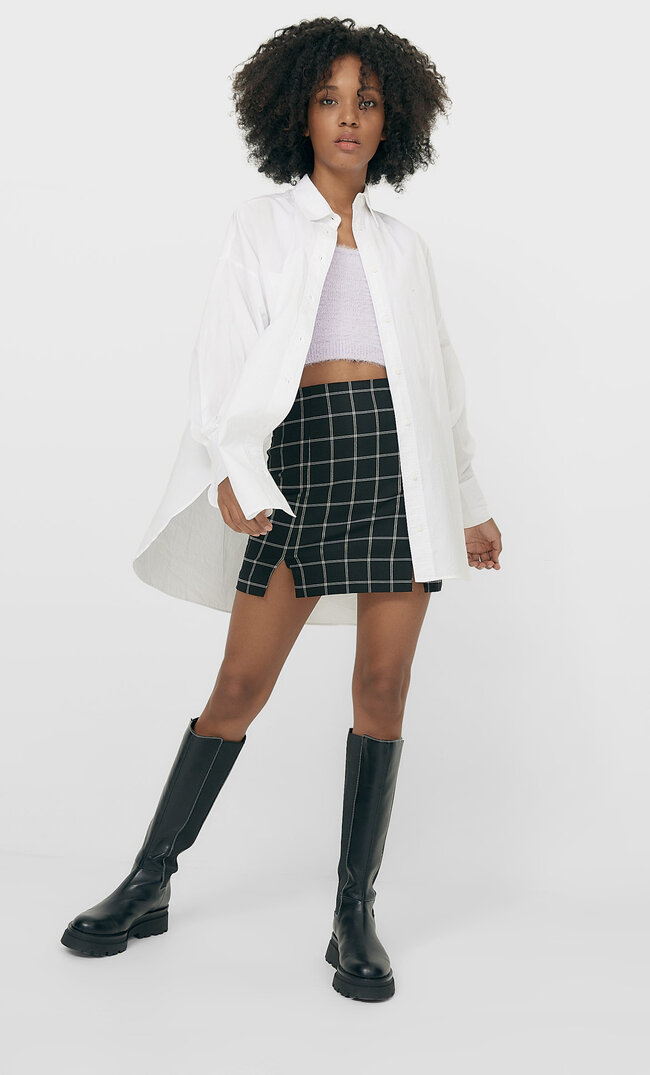 

Stradivarius Spódnica Mini Z Przeszyciami Kobieta Czarny M