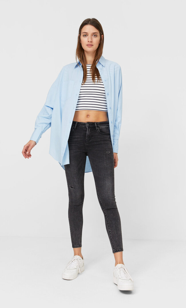 

Stradivarius Jeansy Skinny Fit Z Niskim Stanem Kobieta Ciemnoszary 32