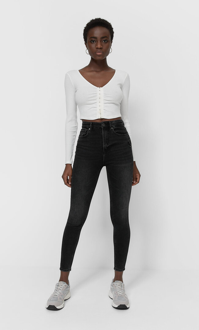 

Stradivarius Jeansy Premium Z Bardzo Wysokim Stanem Kobieta Sprany 38