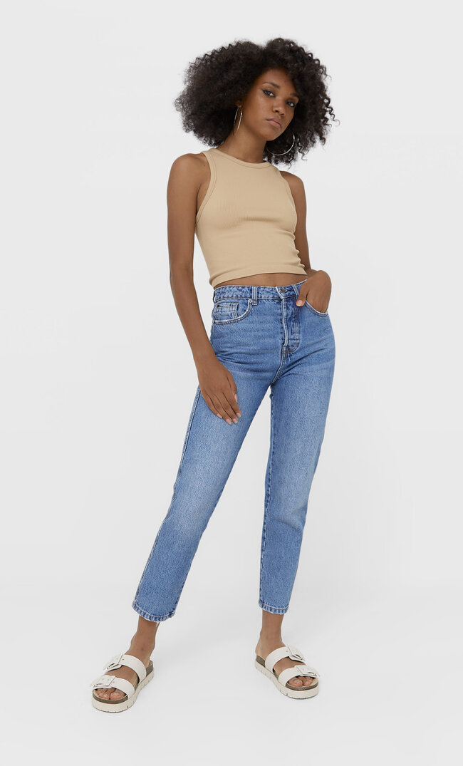 

Stradivarius Jeansy Mom Fit Kobieta Ciemnodenimowy 34