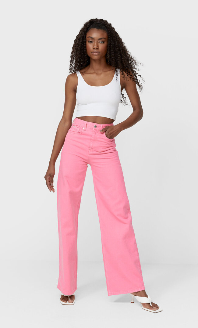 

Stradivarius Super-Wide-Leg-Jeans In Verschiedenen Farben Fuchsia 34