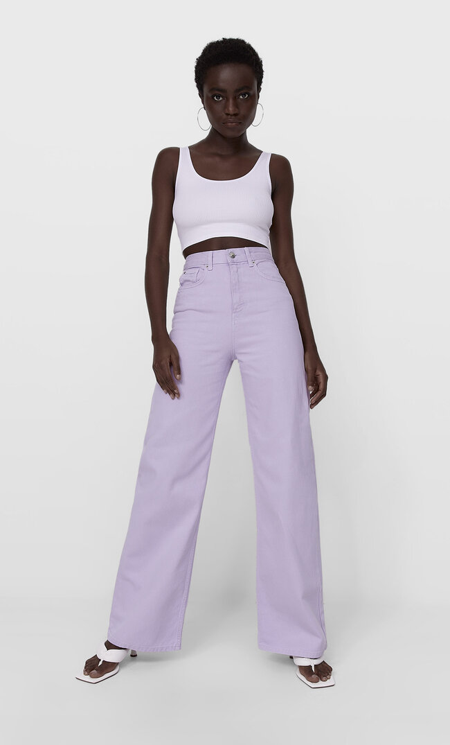 

Stradivarius Super-Wide-Leg-Jeans In Verschiedenen Farben Lila 34