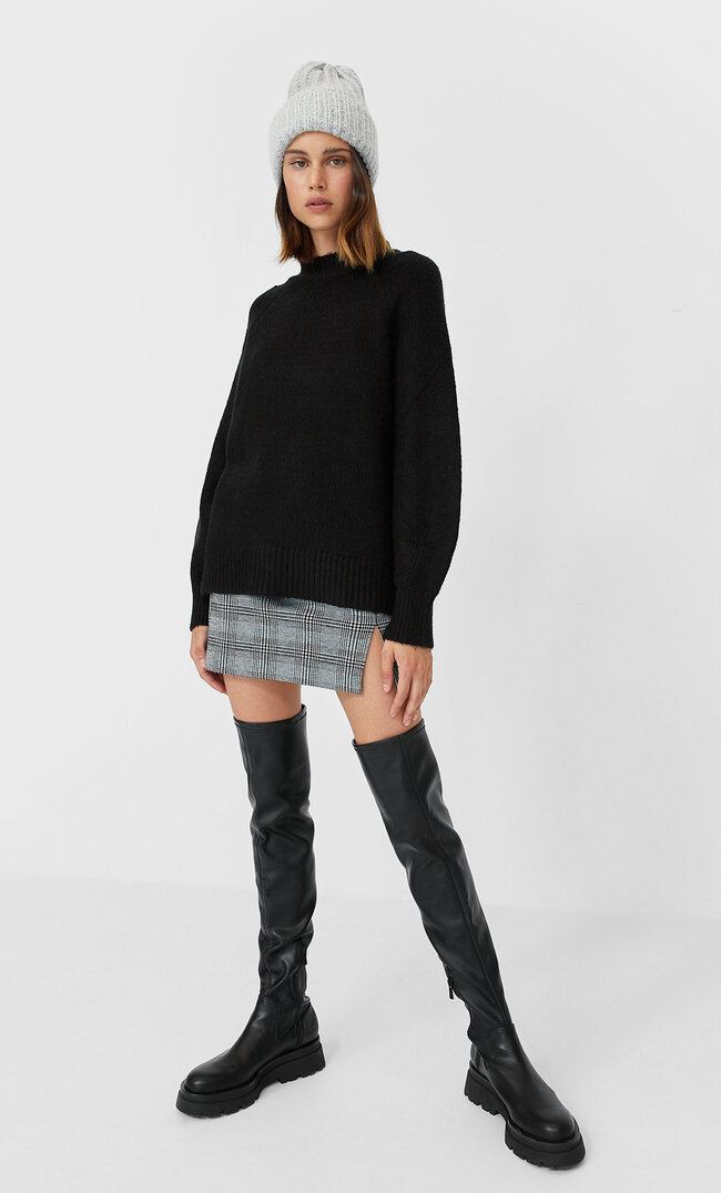 

Stradivarius Sweter Z Filcowanej Dzianiny Kobieta Czarny S