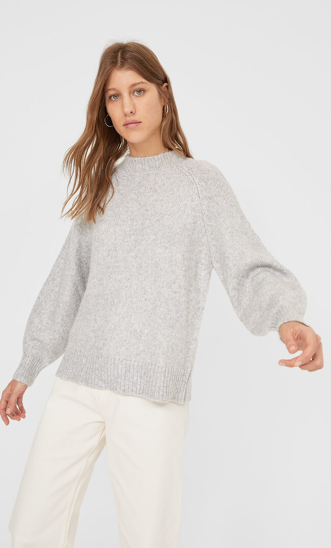 

Stradivarius Sweter Z Filcowanej Dzianiny Kobieta Popielaty Xl