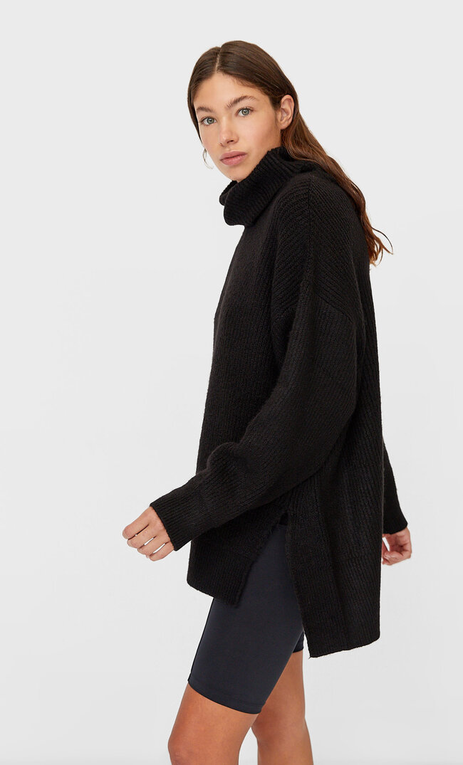

Stradivarius Sweter Z Golfem Oversize Kobieta Czarny S
