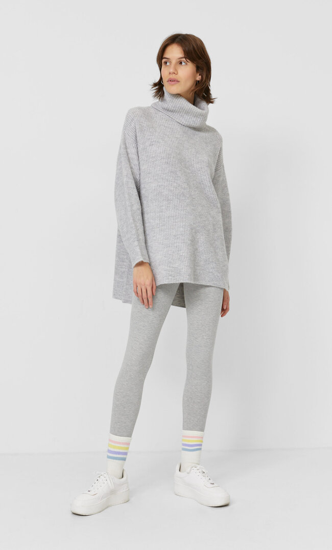 

Stradivarius Sweter Z Golfem Oversize Kobieta Popielaty Xs