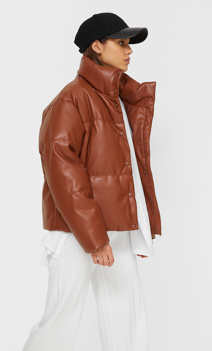 faux leather puffer jacket