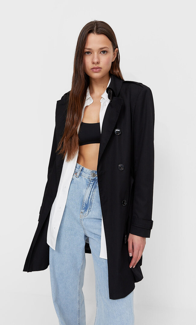 

Stradivarius Trencz Basic Kobieta Czarny Xl