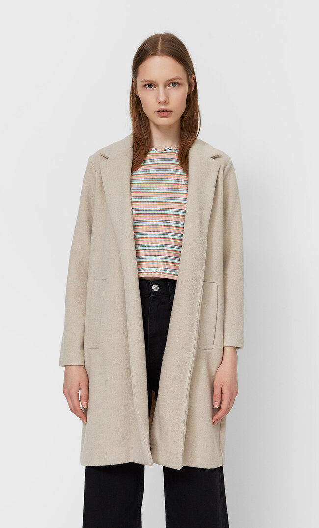 

Stradivarius Melierter Strickmantel Ecru S