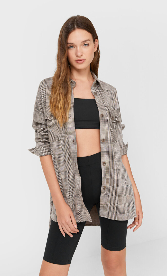 

Stradivarius Karierte Hemdjacke Beige M