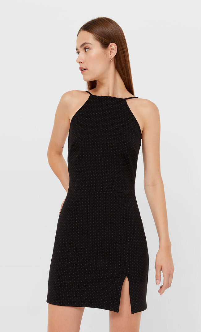 

Stradivarius Kurzes Neckholder-Kleid Schwarz L