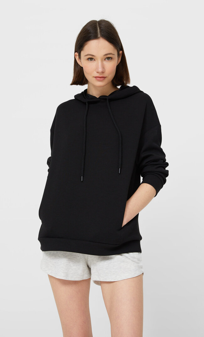 

Stradivarius Bluza Basic Z Kapturem Kobieta Czarny L