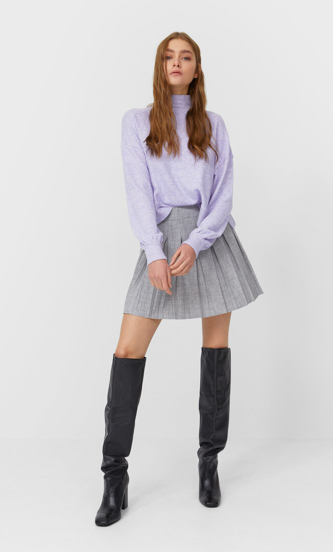 

Stradivarius Weiches Cropped-Shirt Lila Xl
