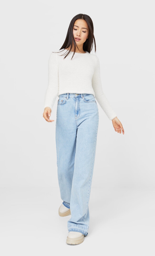 

Stradivarius Weiches Cropped-Shirt Vanille M