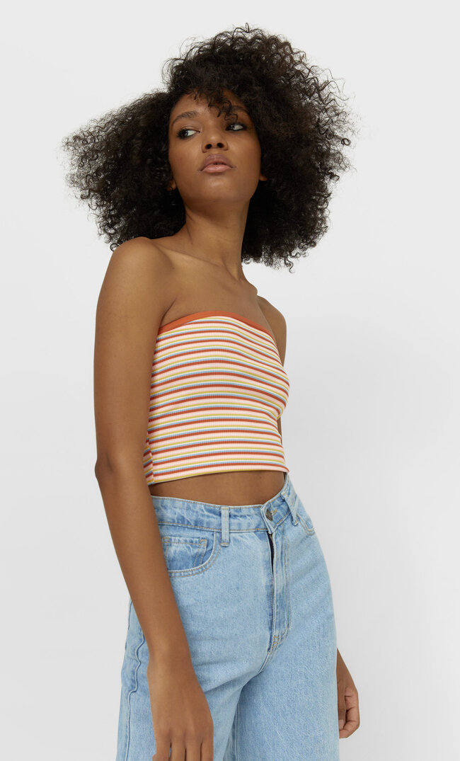 

Stradivarius Elastyczny Top Bez Ramiączek Kobieta Mandarynkowy Xl