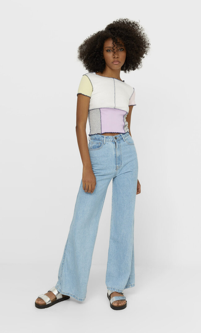 

Stradivarius Patchwork-Shirt Ecru S