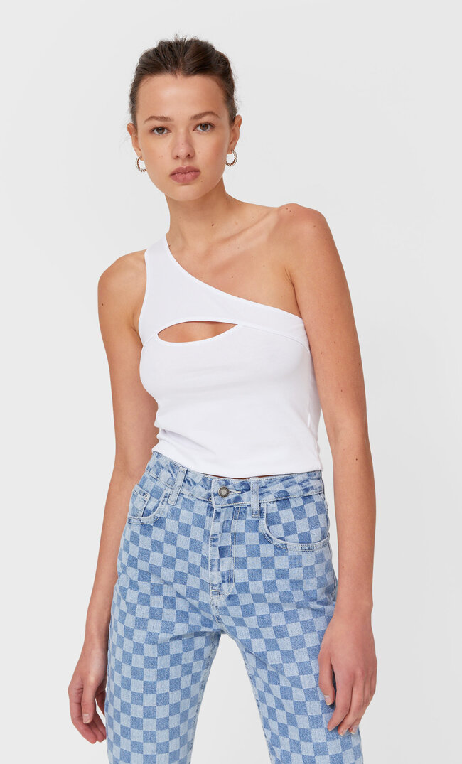 

Stradivarius Top Mit Cut-Outs Weiß M
