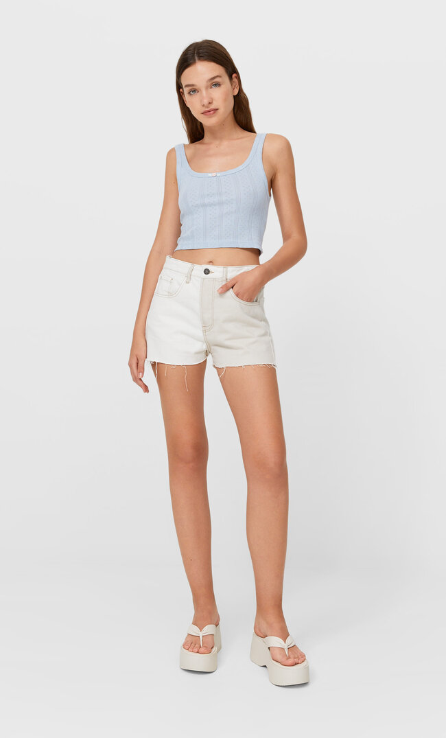 

Stradivarius Top Mit Lochmuster Blau L